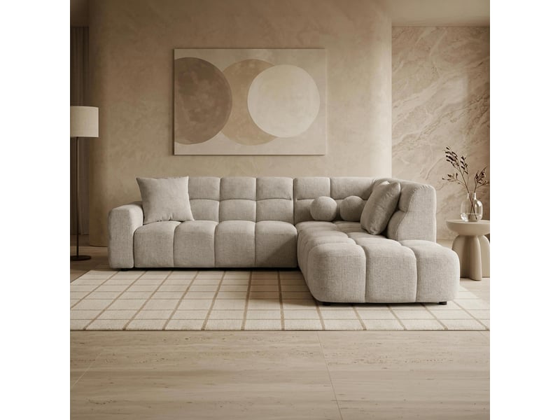 Canapé d'angle en tissu beige - angle droit - Conforama C