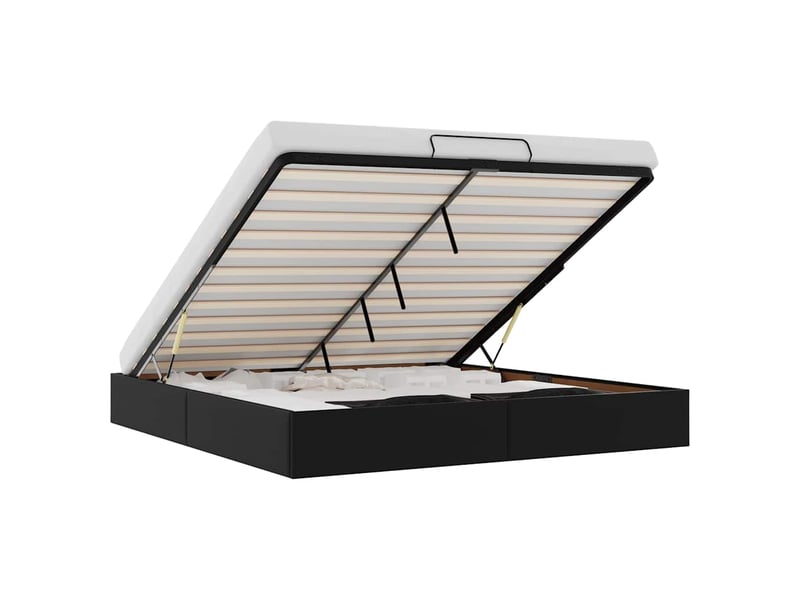  Lit adulte, lit double, cadre de lit ottoman sans matelas noir 200x200cm similicuir cf10437  - Conforama A