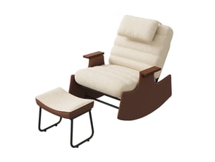 Fauteuil à bascule en laine d'agneau avec repose-pieds - 81.5 x 51.5 x 81 cm-beige - chaise berçante ergonomique avec dossier réglable