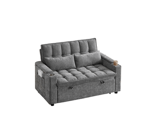 Canapé droit convertible <strong>MODFU</strong> <strong></strong> 2 places Tissu gris avec coffre de rangement