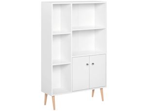 Bibliothèque 5 niches et placard 2 portes blanc 80 x 23,5 x 123 cm