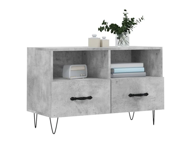  Meuble tv - banc tv - meuble de rangement gris béton 80x36x50 cm bois d'ingénierie  - Conforama C
