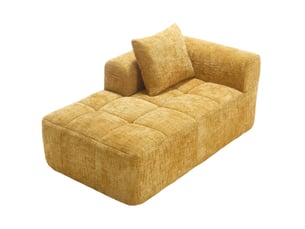 Chaise longue 158x90x60 cm sans montage avec coussin chenille jaune