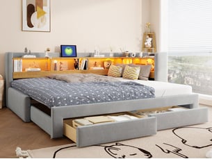 Lit extensible 90x200 cm LEYTN   coloris gris