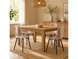 Lot de 4 chaises de salle à manger,transparentes,plastique et métal,noir