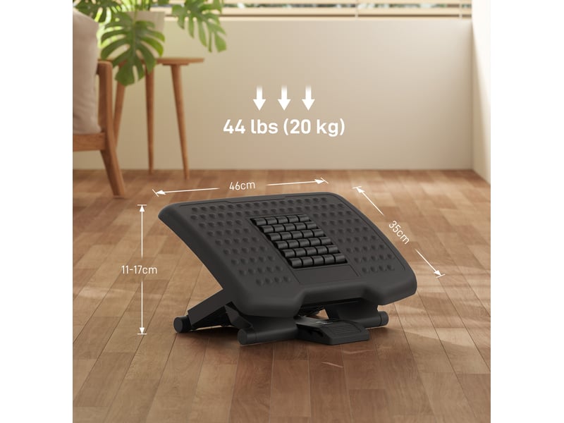  Repose-pieds de bureau réglable 46 x 35 x 17 cm noir en abs, rouleaux de massage et surface antidérapante  - Conforama C