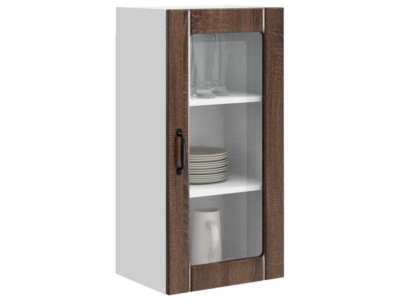  Meuble mural de cuisine, cabinet en verre mural 2 pcs chêne brun bois d'ingénierie shl339  - Conforama C