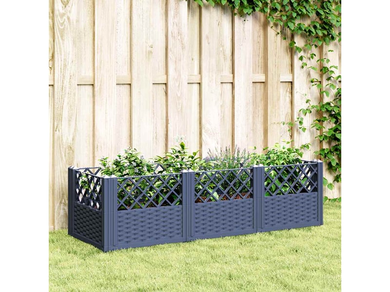  Jardinière - bac à fleurs avec piquets bleu gris 123,5x43,5x43,5 cm pp  - Conforama B