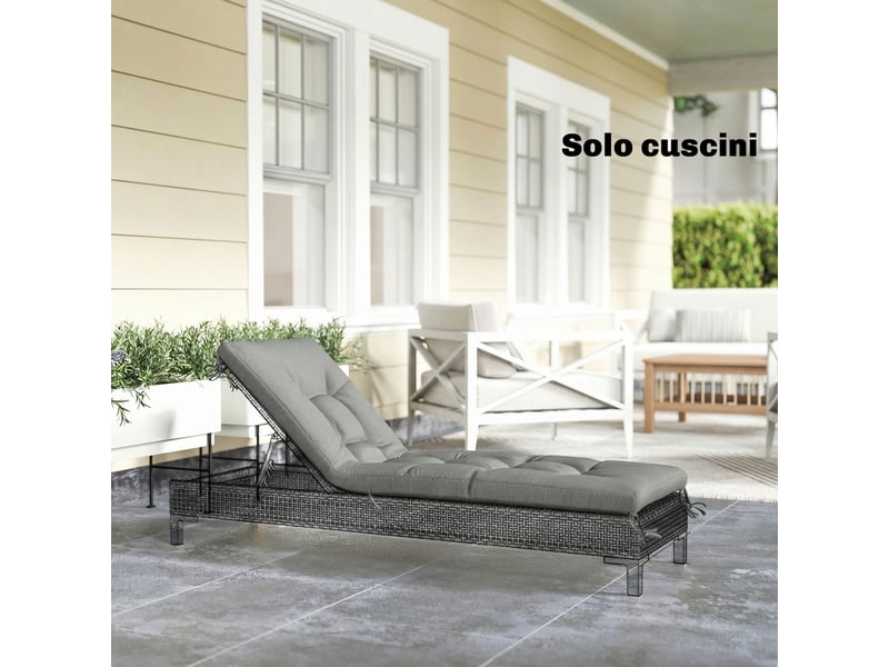  Coussin pour chaise longue d'extérieur, protection uv50+, 198 x 65 cm, gris clair  - Conforama D