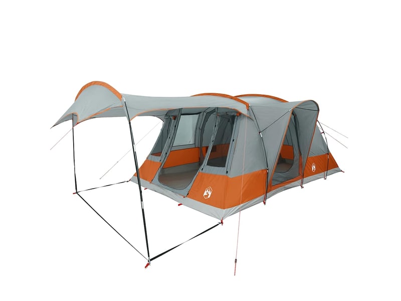  Tente de camping, tente tunnel 5 personnes gris et orange imperméable shl52752  - Conforama C