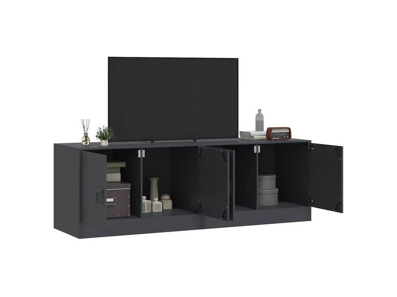  Lot de 2 meuble tv bas salon anthracite 67x39x44 cm acier shl26010  - Conforama C
