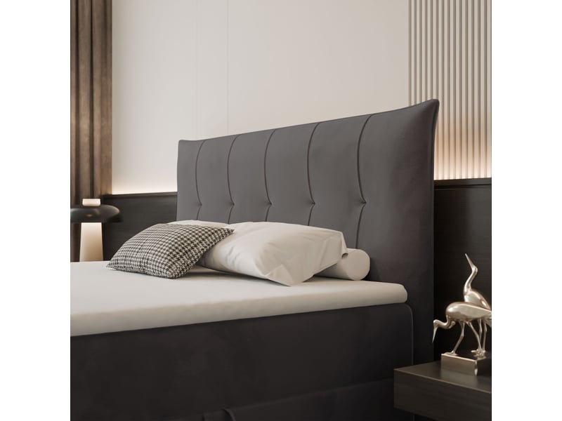 Lit coffre chester - 160x200 cm - avec matelas et surmatelas - velours dense - gris CHESTER - Conforama D