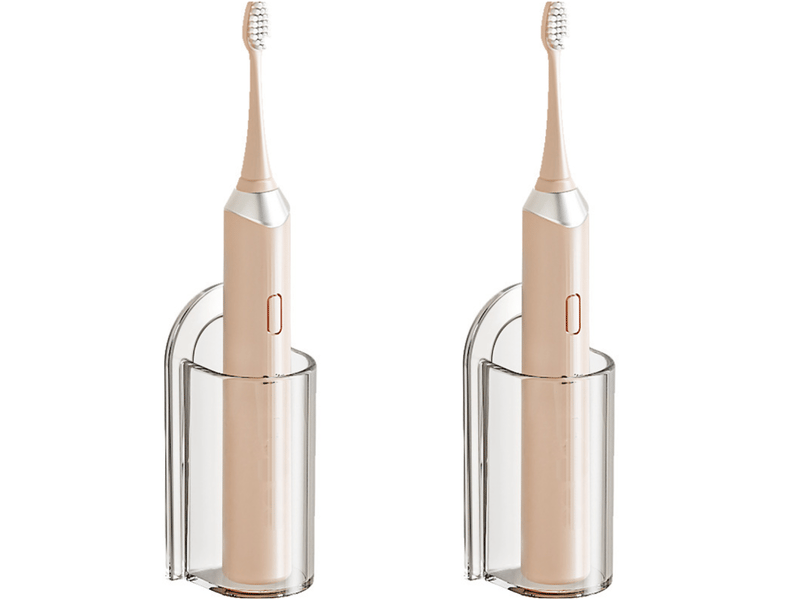 Lot de 2 porte-brosses à dents muraux pour salle de bain, support de rangement auto-adhésif pour brosses à dents (transparent) - Conforama A