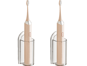 Lot de 2 porte-brosses à dents muraux pour salle de bain, support de rangement auto-adhésif pour brosses à dents (transparent)