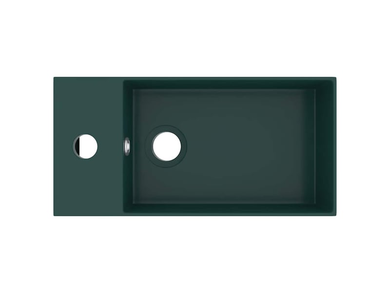  Lavabo de salle de bain, vasque à poser avec trop-plein céramique vert foncé cf65665  - Conforama D