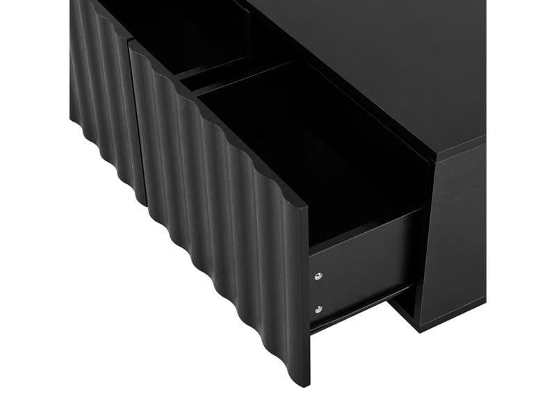  Table basse moderne avec 2 tiroirs de rangement motif vague meuble de salon minimaliste en mdf  - Conforama R