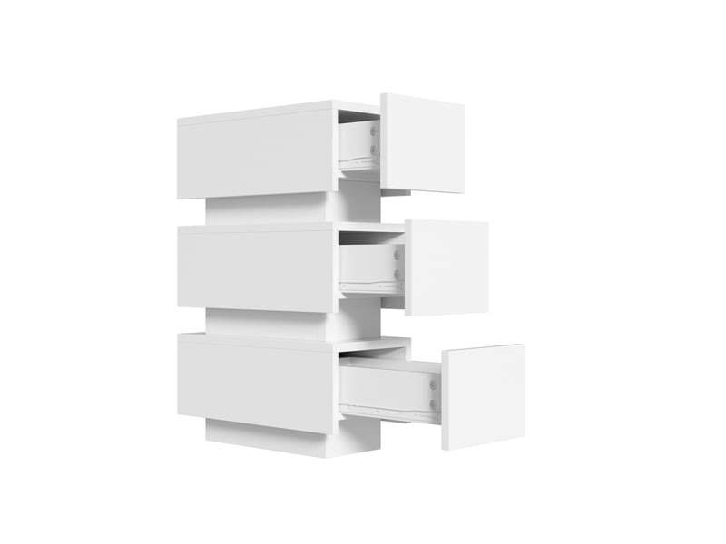  Lot de 2 tables de chevet blanches 20x40x59,5 cm, 3 tiroirs, prises et led  - Conforama E