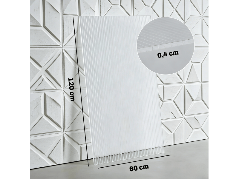  Panneaux en polycarbonate alvéolaire 120 x 60 cm – transparent – lot de 10, anti-uv, épaisseur 4 mm  - Conforama B