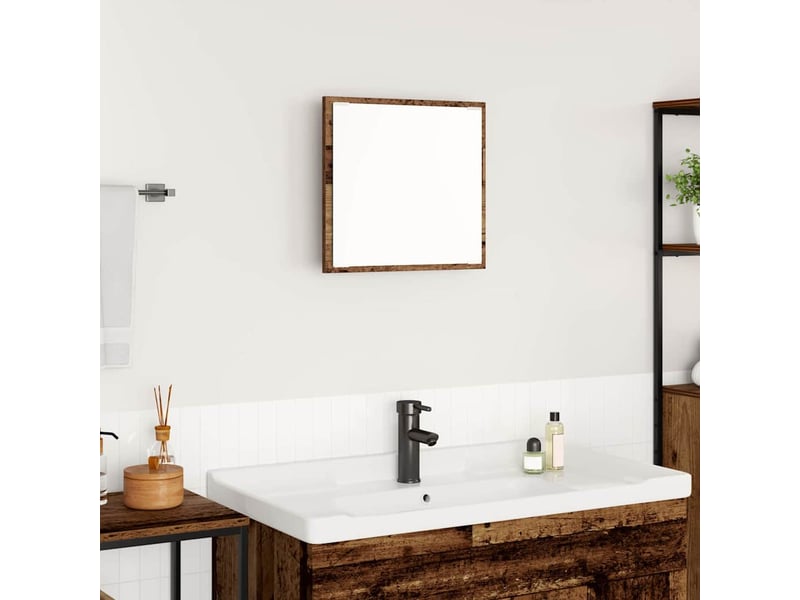Miroir de salle de bain, miroir de toilette led bois ancien 40 x 37 x 8.5 cm cf62559 - Conforama B