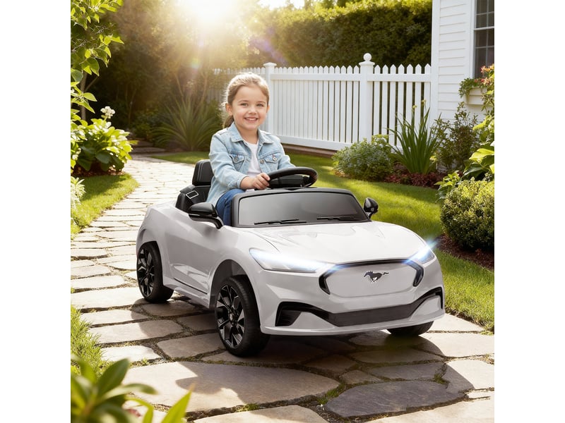  Voiture électrique enfant ford mustang mach-e sous licence officielle 12 v télécommande 2,4 g 2 moteurs 92x55x44cm blanc  - Conforama D