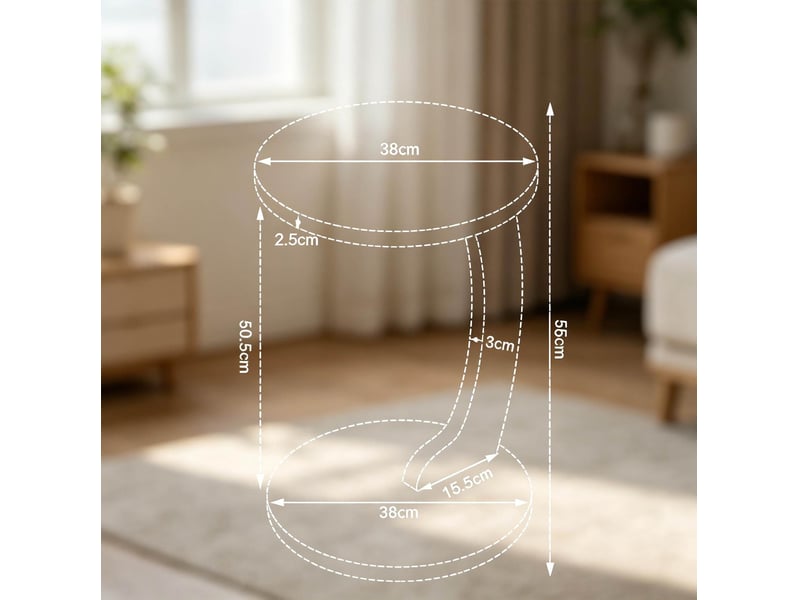 Table d'appoint ronde en c, diamètre 38 cm, en mdf finition chêne clair  - Conforama E