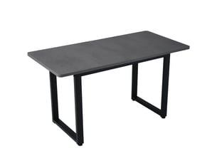 Table à manger rectangulaire pour 4 à 6 personnes, coins arrondis, pieds en métal, 120 x 60 x 75 cm, gris et noir