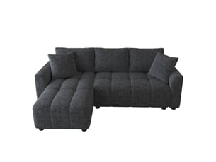 Canapé d’angle modulable, 3 places, avec 2 coussins et coffre de rangement girs en chenille