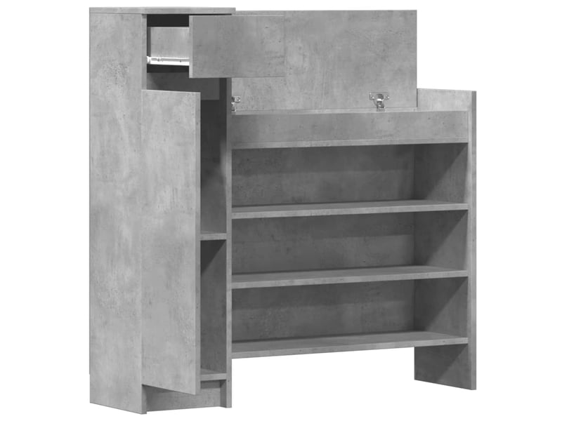  Meuble à chaussure, armoire à chaussures gris béton bois d'ingénierie  - Conforama E