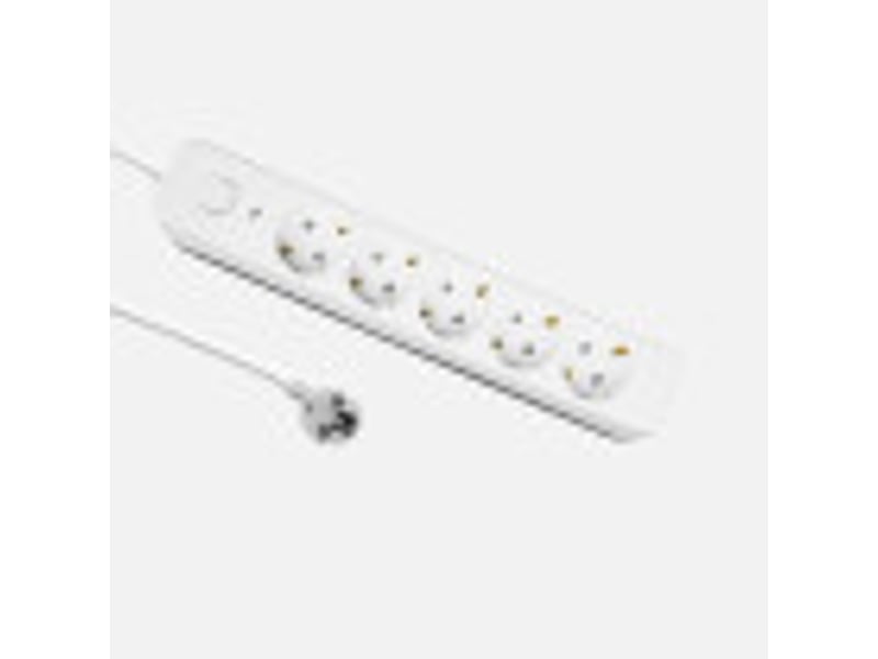  Multiprise fabrilamp dalton 5 prises avec interrupteur voyant lumineux câble 3 m 3680 w blanc gris 260615291 - Conforama B