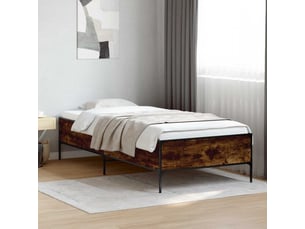Lit adulte, lit simple, cadre de lit chêne fumé 80x200cm bois d'ingénierie cf6019