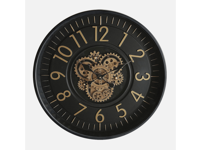  Horloge murale fabrilamp lacio 46 x 46 cm dorénoir engrenages mobiles 215710016 - Conforama E