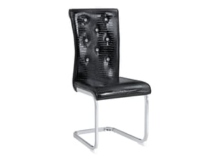 Lot de 2 chaises de salle à manger,effet crocodile avec pieds chromés,pvc,noir