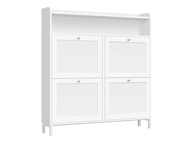 Meuble à chaussures avec 4 abattants en panneau de particules blanc 100x19.5x107 cm  - Conforama A