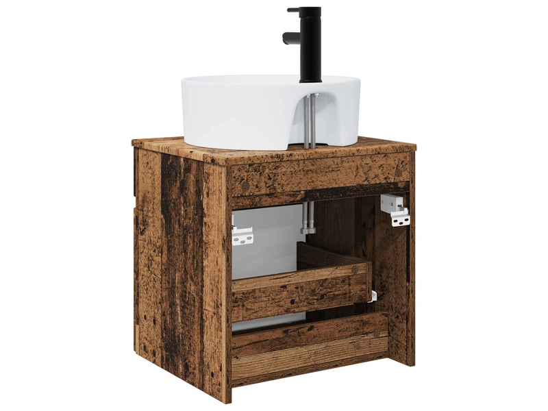 Meuble de lavabo mural, rangement salle de bain bois ancien 49x44.5x65 cm - Conforama D