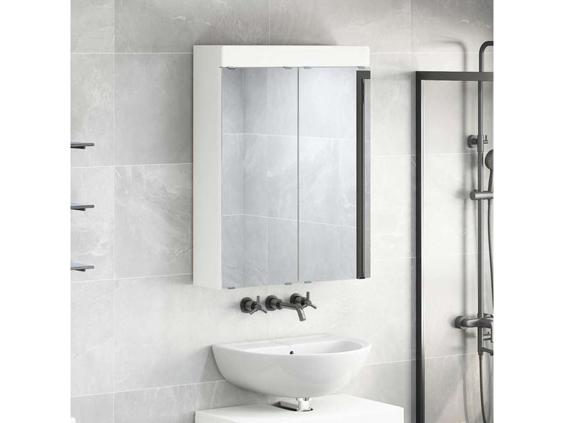 Amoire de salle de bain avec miroir, cabinet de salle de bain tulum blanc cf64959 - Conforama D