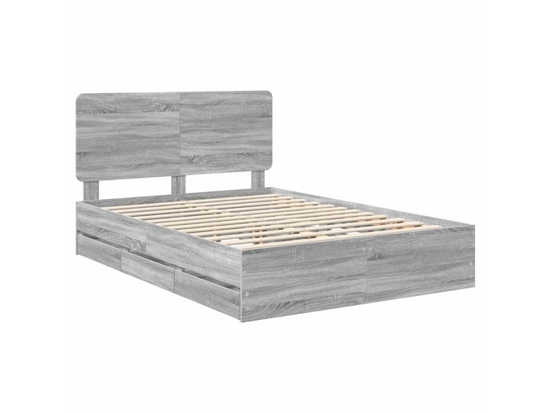  Lit double- lit adulte -  cadre de lit gris sonoma 160 x 200 cm bois ingénierie  - Conforama C