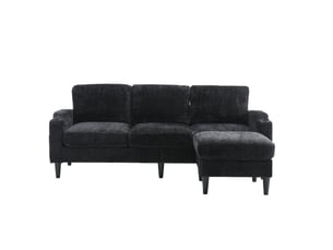 Canapé droit fixe <strong>MODENVIE</strong> <strong></strong> 4 places Tissu noir avec coffre de rangement