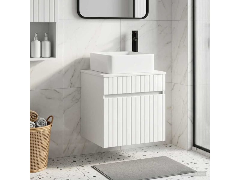  Meuble de lavabo mural, rangement salle de bain blanc brillant 49x41x63 cm shl5272  - Conforama B