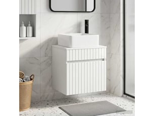 Meuble de lavabo mural, rangement salle de bain blanc brillant 49x41x63 cm shl5272