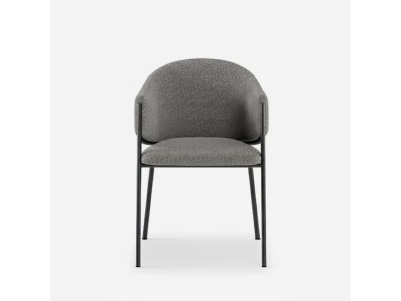  Lot de 2 chaises rembourrées en tissu bouclette easy-clean duna - gris foncé  - Conforama E
