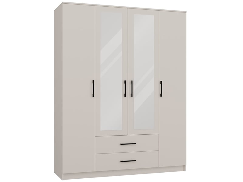 Roma - grande armoire de chambre 4 portes avec 2 miroirs - 160x52x205 cm - 2 tiroirs - armoire avec penderie  - Conforama B
