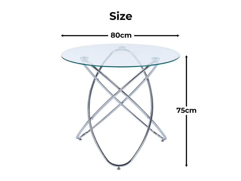  Ensemble table ronde et 4 chaises chromées, diamètre 80 cm, style moderne chic pour vos repas quotidiens  - Conforama C