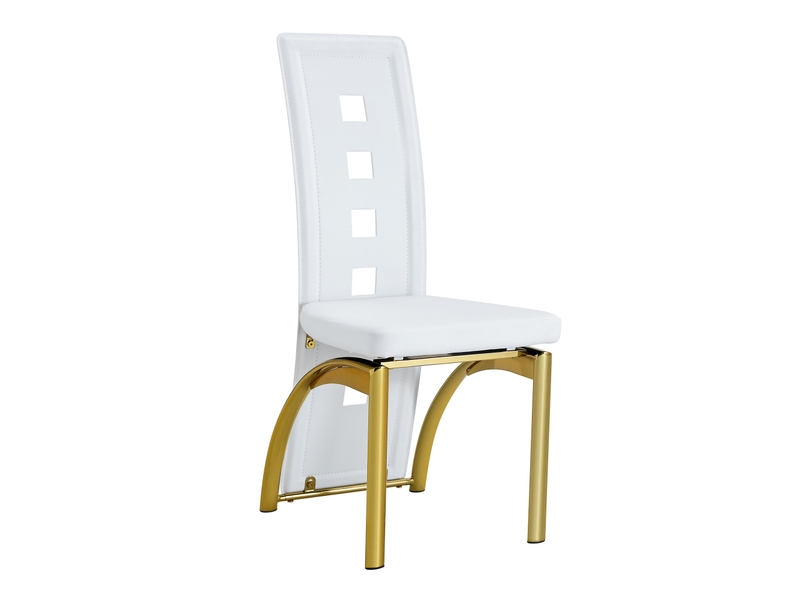  Lot de 6 chaises de salle à manger 43x49x102.5 cm motif ajouré métal polyuréthane (pu) blanc et doré  - Conforama A