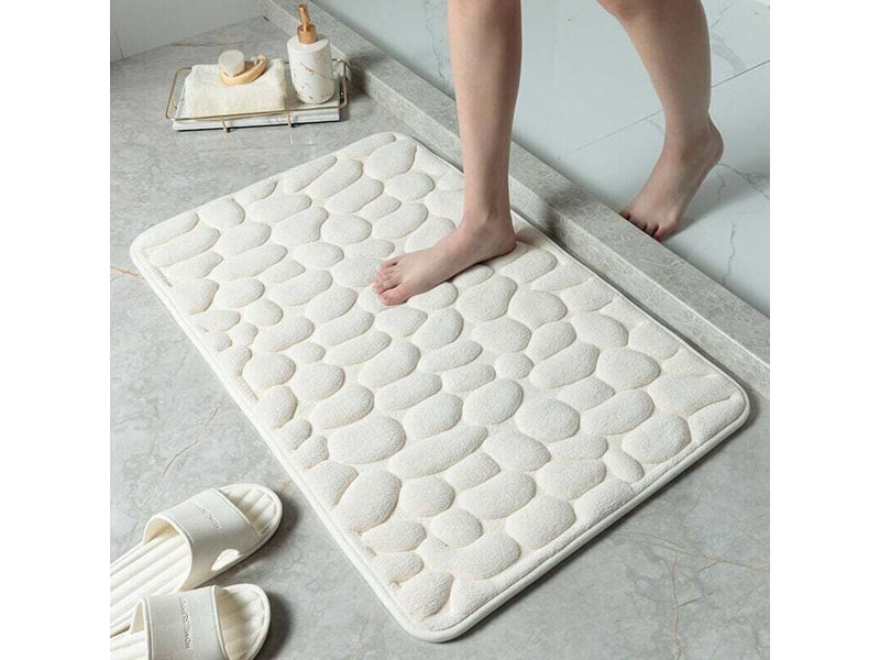  Tapis de sol gaufré en galets, tapis de sol absorbant antidérapant pour entrée de salle de bain (blanc lait, 40 60cm)  - Conforama D
