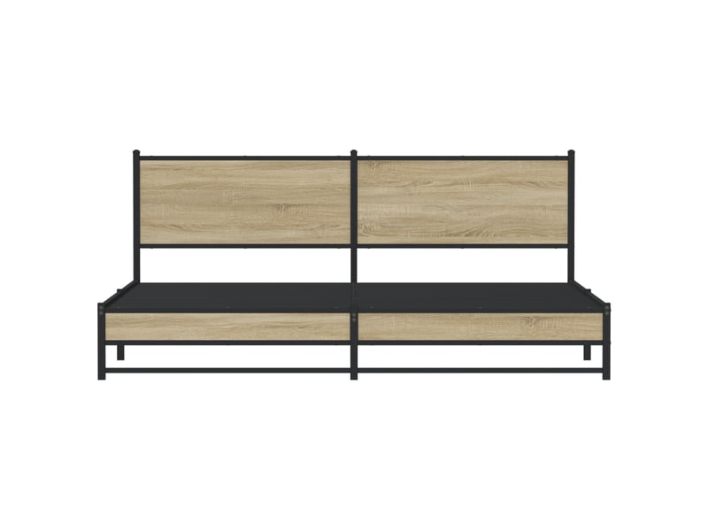  Lit double- lit adulte -  cadre de lit en métal sans matelas chêne sonoma 200x200 cm  - Conforama D