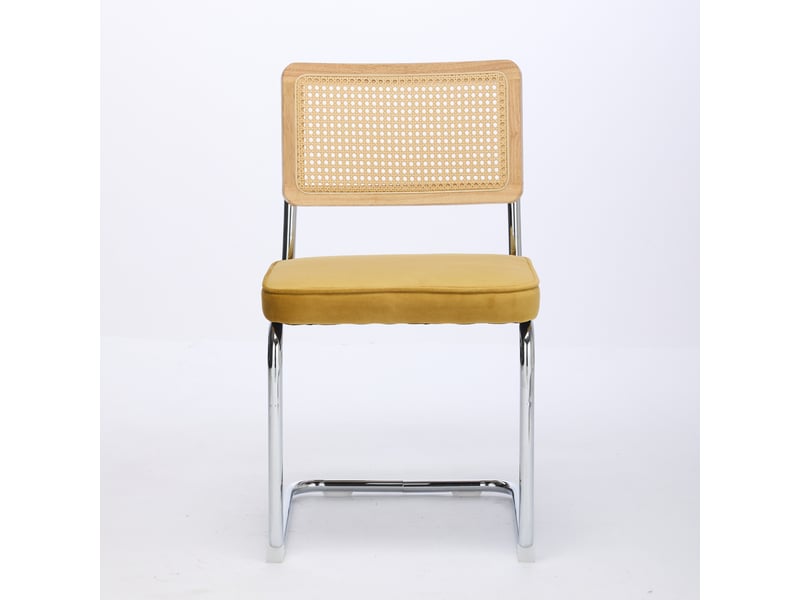  Lot de 2 chaises de salle à manger en velours doré et rotin W3223P339314 - Conforama A
