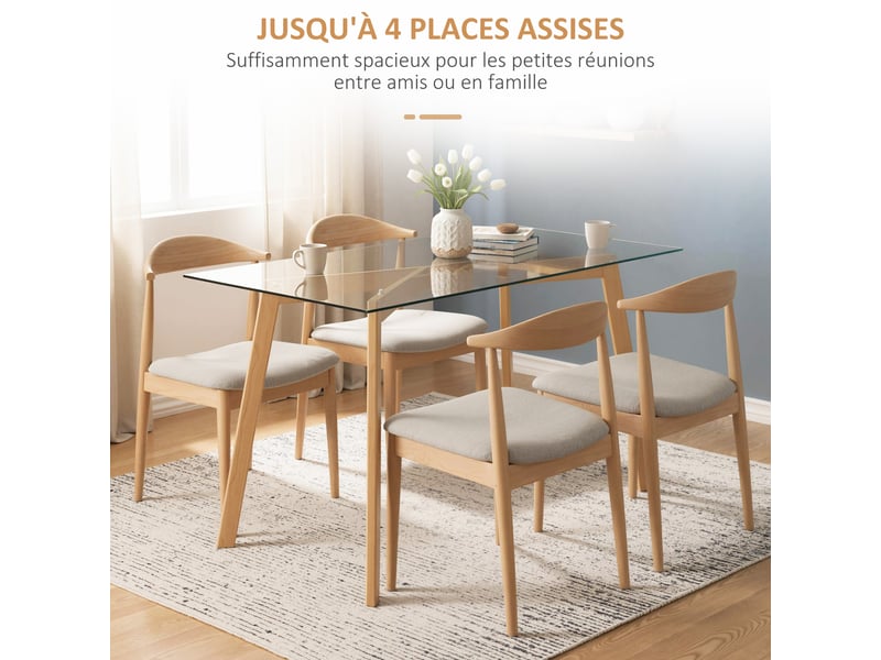  Table à manger 4 personnes en verre trempé et acier 120 x 60 x 76 cm  - Conforama D