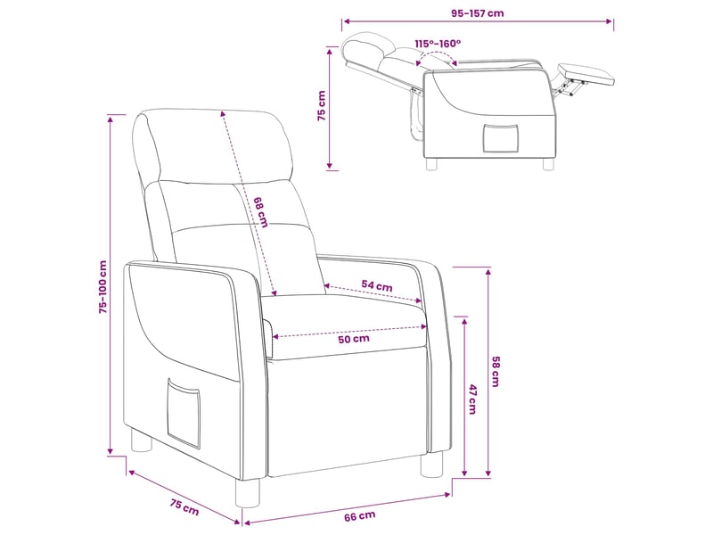  Vidaxl fauteuil inclinable bordeaux tissu  - Conforama C