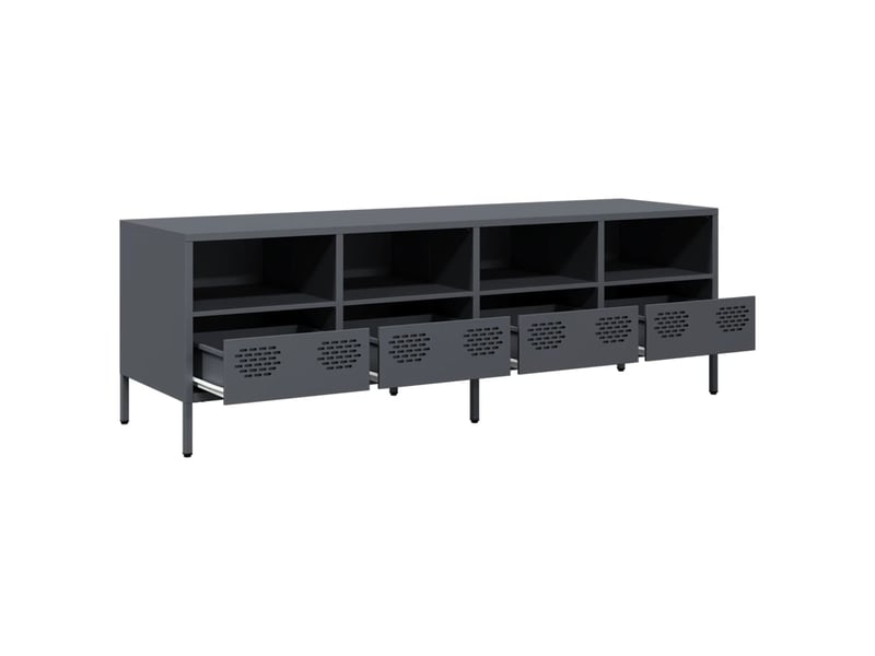  Meuble tv - banc tv - meuble de rangement anthracite 135x39x43,5 cm acier laminé à froid  - Conforama E
