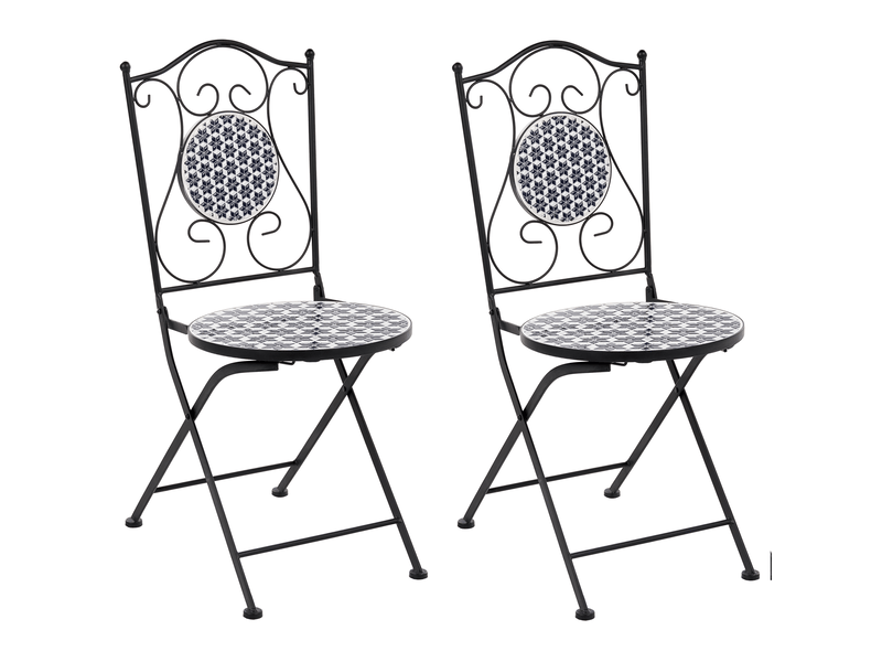  Lot de 2 chaises de jardin sirolo pliant métal blancbleu  - Conforama A